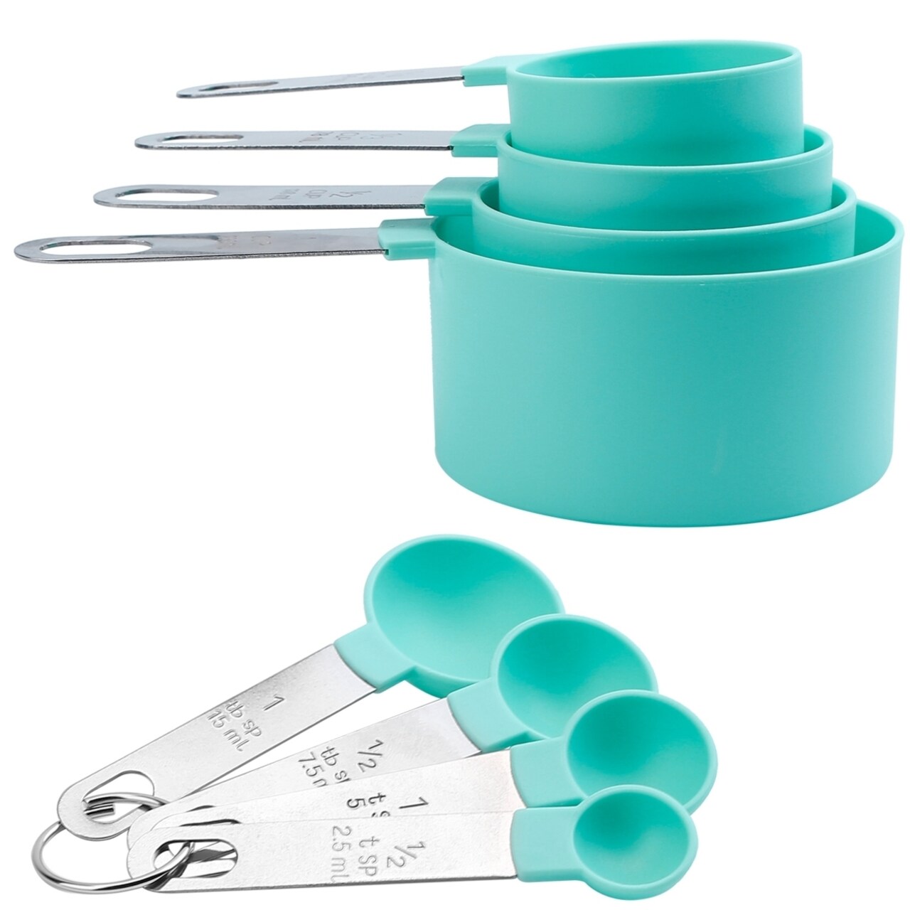 8Pcs Plastic Measuring Spoons Cups Scale Teaspoon Tablespoon Set Kitchen